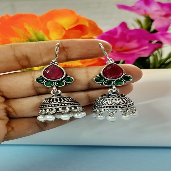 German silver hook jhumka