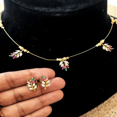 Trending invisible neckwear set with AD stones