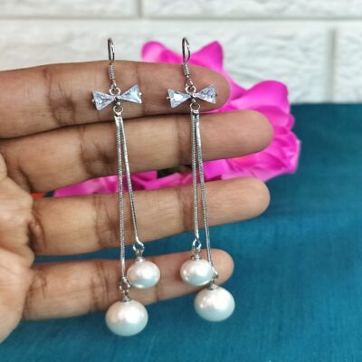 Long earrings with AD stones
